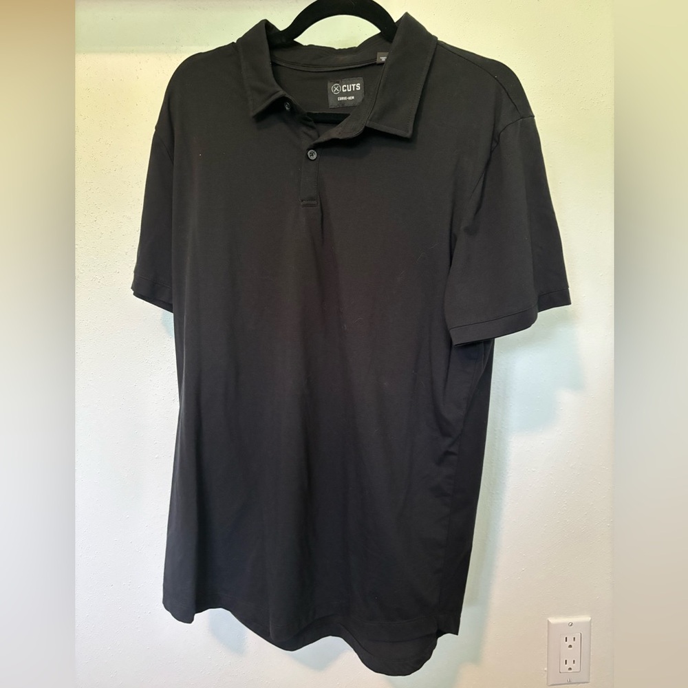 Cuts Clothing curve hem polo black size xl